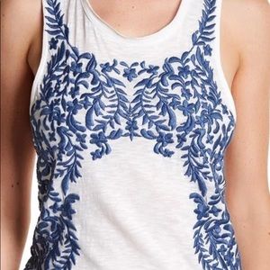 Max Studio Womens Floral Embroidered Tank Top